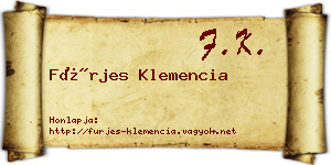 Fürjes Klemencia névjegykártya